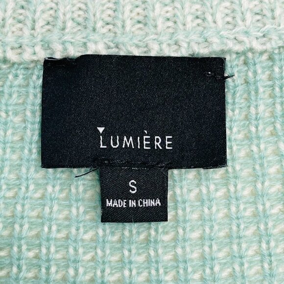 Lumiere Women's Chunky Knit V Neck Knit Sweater Size S Balloon Sleeve Faded - Picture 4 of 11